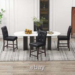 Set of 2 Bar Stools Upholstered Bar Counter Height Chair With Button-Tufted Back
