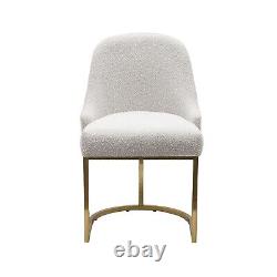 Set of 2 Beige Boucle Dining Chairs with Gold Legs Callie CAL002