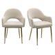Set Of 2 Beige Fabric Dining Chairs With Gold Legs Colbie Clb022
