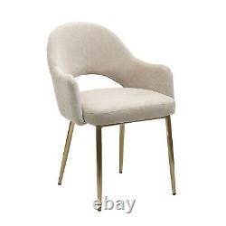 Set of 2 Beige Fabric Dining Chairs with Gold Legs Colbie CLB022