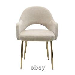 Set of 2 Beige Fabric Dining Chairs with Gold Legs Colbie CLB022