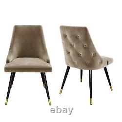 Set of 2 Beige Velvet Dining Chairs Maddy MDY005