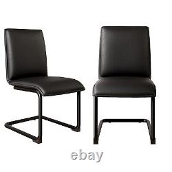 Set of 2 Black Faux Leather Cantilever Dining Chairs Lucas LCS002
