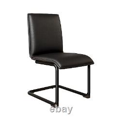 Set of 2 Black Faux Leather Cantilever Dining Chairs Lucas LCS002