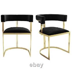 Set of 2 Black Velvet Cantilever Dining Chairs Alana Boutique BUN/ANB004/80176