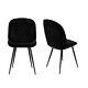 Set Of 2 Black Velvet Dining Chairs With Black Legs Jenna