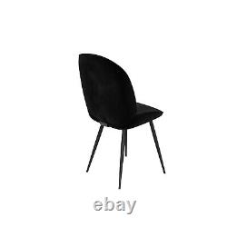 Set of 2 Black Velvet Dining Chairs with Black Legs Jenna JNN004BK