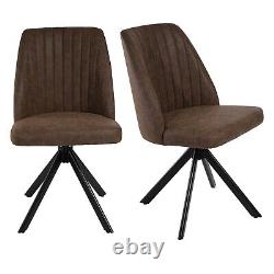 Set of 2 Brown Faux Leather Swivel Dining Chairs Logan LOG032