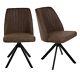 Set Of 2 Brown Faux Leather Swivel Dining Chairs Logan Log032