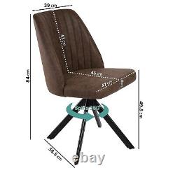 Set of 2 Brown Faux Leather Swivel Dining Chairs Logan LOG032