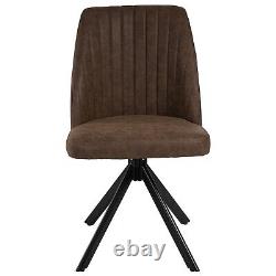 Set of 2 Brown Faux Leather Swivel Dining Chairs Logan LOG032