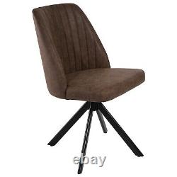 Set of 2 Brown Faux Leather Swivel Dining Chairs Logan LOG032