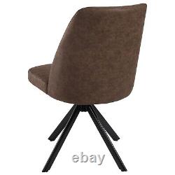 Set of 2 Brown Faux Leather Swivel Dining Chairs Logan LOG032