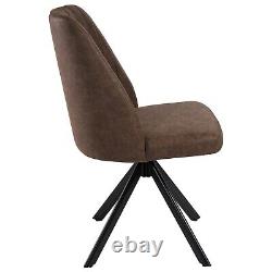 Set of 2 Brown Faux Leather Swivel Dining Chairs Logan LOG032