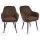 Set Of 2 Brown Faux Leather Tub Dining Chairs Logan Log030