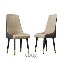 Set of 2 Chairs Upholstered Faux Leather Dining Chairs Armless Breakfast Dinner