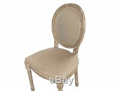Set of 2 Classic Dining Chair Round Back Beige Upholstered Pine Wood Legs Vernal
