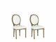 Set Of 2 Classic Dining Chair Round Back Black Upholstered Pine Wood Legs Vernal