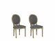 Set Of 2 Classic Dining Chair Round Back Grey Upholstered Pine Wood Legs Vernal
