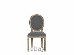 Set of 2 Classic Dining Chair Round Back Grey Upholstered Pine Wood Legs Vernal