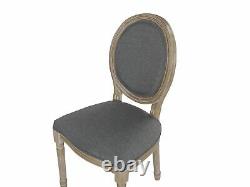Set of 2 Classic Dining Chair Round Back Grey Upholstered Pine Wood Legs Vernal