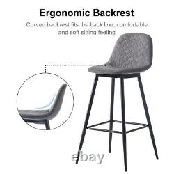 Set of 2 Counter Chairs Dining Chairs Bar Stools Fabric Upholstered Seat PU