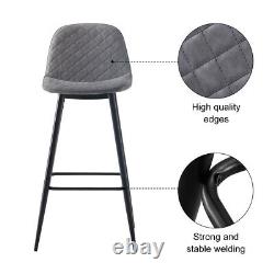 Set of 2 Counter Chairs Dining Chairs Bar Stools Fabric Upholstered Seat PU