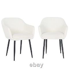 Set of 2 Cream Boucle Armchair Dining Chairs Ally ALY001