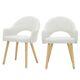 Set Of 2 Cream Recycled Fabric Dining Chairs With Oak Legs Colbie Clb018