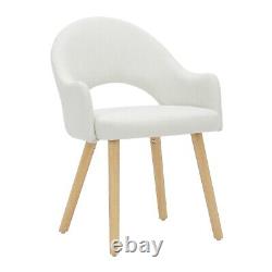 Set of 2 Cream Recycled Fabric Dining Chairs with Oak Legs Colbie CLB018