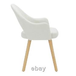 Set of 2 Cream Recycled Fabric Dining Chairs with Oak Legs Colbie CLB018