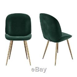 Set of 2 Dark Green Velvet Dining Chairs with Gold Legs Jenna JNN003