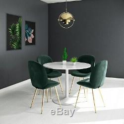 Set of 2 Dark Green Velvet Dining Chairs with Gold Legs Jenna JNN003