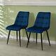 Set Of 2 Dining Chairs Bar Stools Velvet Upholstered Metal Legs Barstool Chair
