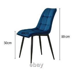 Set of 2 Dining Chairs Bar Stools Velvet Upholstered Metal Legs Barstool Chair
