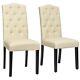 Set Of 2 Dining Chairs Ergonomic High Backrest Upholstered Fabric Leisure Chair