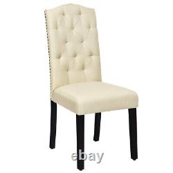 Set of 2 Dining Chairs Ergonomic High Backrest Upholstered Fabric Leisure chair