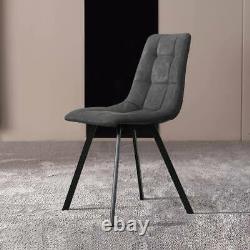 Set of 2 Dining Chairs PU Leather Upholstered Seat with Sturdy Metal Legs
