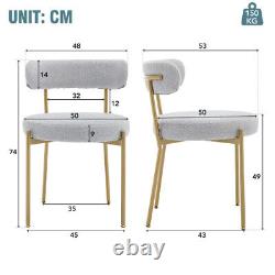 Set of 2 Dining Chairs Upholstered Accent Chairs Kitchen Chairs with Metal Legs MR