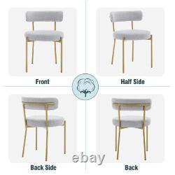Set of 2 Dining Chairs Upholstered Accent Chairs Kitchen Chairs with Metal Legs MR