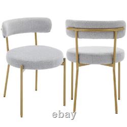 Set of 2 Dining Chairs Upholstered Accent Chairs Kitchen Leisure Chairs Grey HT