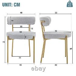 Set of 2 Dining Chairs Upholstered Accent Chairs Kitchen Leisure Chairs Grey PZ