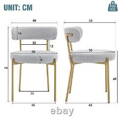 Set of 2 Dining Chairs Upholstered Accent Chairs Kitchen Leisure Chairs Grey QS