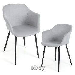 Set of 2 Dining Chairs Upholstered Armless Accent Chair With Ergonomic Backrest