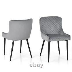 Set of 2 Dining Chairs Upholstered Kitchen Sidechair Armless Velvet Accent Chair