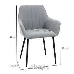 Set of 2 Dining Chairs Upholstered with Metal Legs, Light Grey