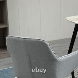 Set of 2 Dining Chairs Upholstered with Metal Legs, Light Grey