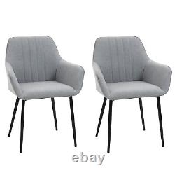 Set of 2 Dining Chairs Upholstered with Metal Legs, Light Grey 2 h