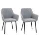 Set Of 2 Dining Chairs Upholstered With Metal Legs, Light Grey 2 H