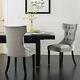 Set Of 2 Elegant Tufted Design Fabric Upholstered Modern Dining Chairs Armless